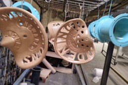 Metal Parts Cream Blue - Powder Paint - Finishing First UK Ltd